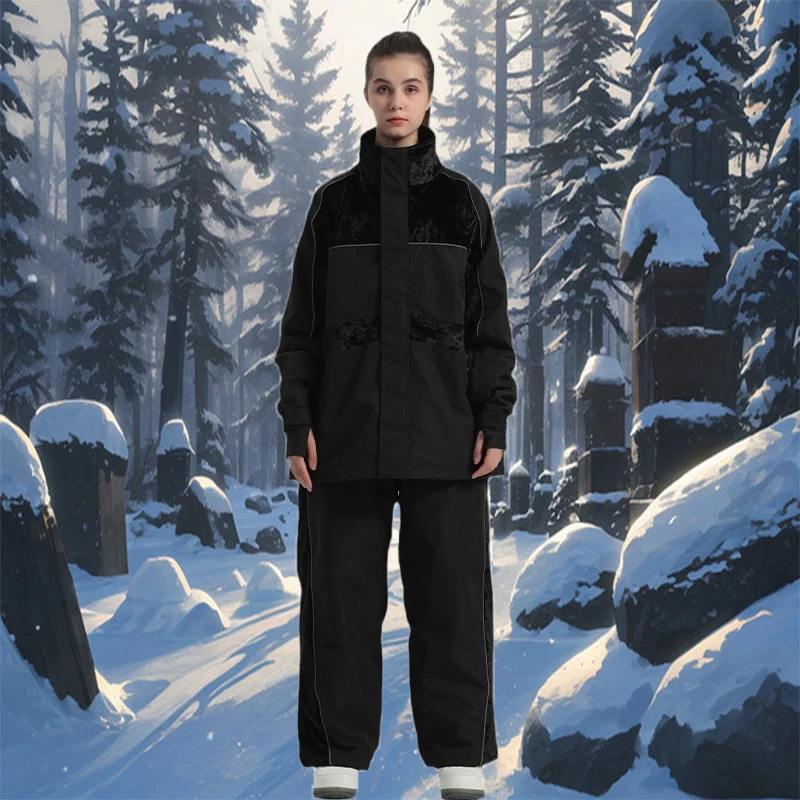 

2025 Couple New Suede Skiing Suit Male Warm Snowboard Jacket Pants Snowmobile Windproof Tracksuit Winter Ski Sport Snow Clothes