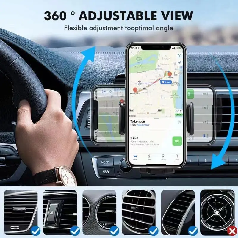 Support universel de téléphone portable pour voiture, avec crochet  métallique, Rotation à 360 degrés, sortie d'air automatique, pour  Smartphone - AliExpress