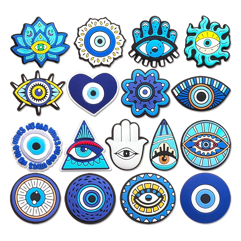 Evil Eyes Shoe Charms Pin Decoration New Arrival for Crocs Accessories Bracelet Wristband DIY Kids Man Women Party Gifts