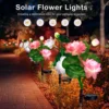 Heads Solar Lotus Flowers Lights Waterproof Outdoor Garden Decor Landscape Lamp for Yard Garden Pathway Porch Lawn Backyard 2