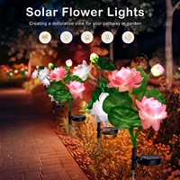 Heads Solar Lotus Flowers Lights Waterproof Outdoor Garden Decor Landscape Lamp for Yard Garden Pathway Porch Lawn Backyard 2