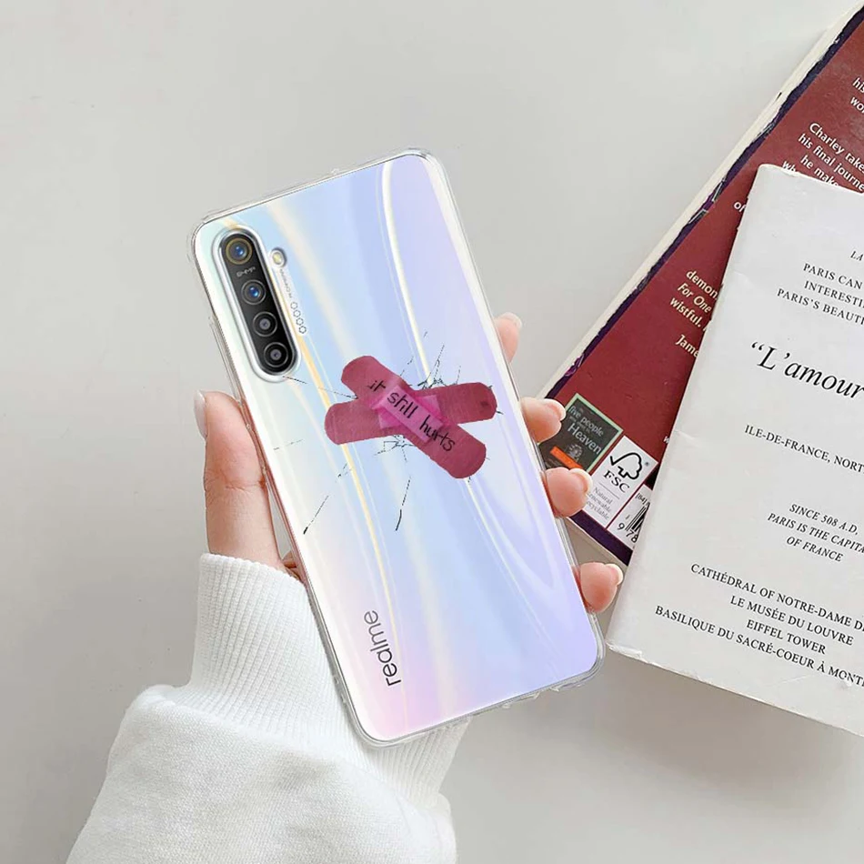 For Realme XT X2 Phone Case Cute Bear Butterfly Printing Clear