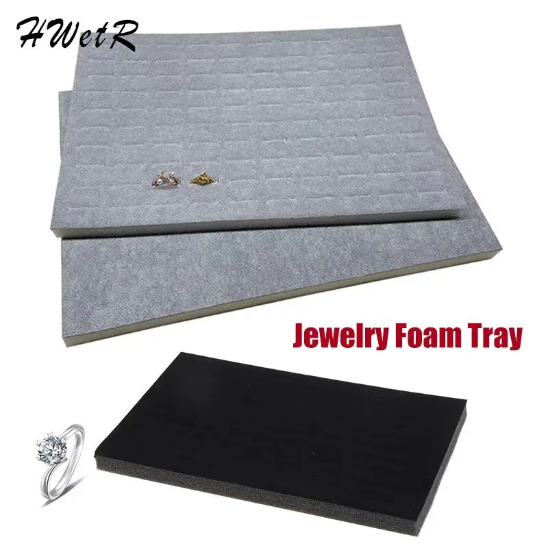Jewelry Foam Tray DIY Inserts Liners Black / Gray Velvet Jewellery Rings Watch Bracelet Showed Case Hole Tray 1PC