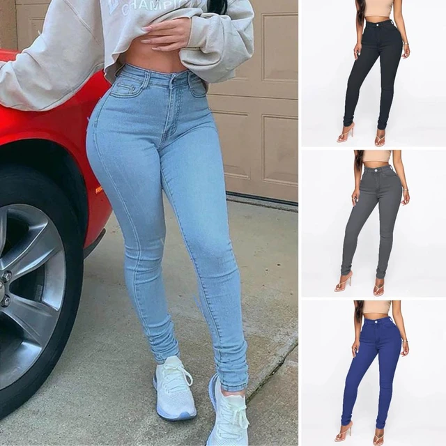 Women Spring Fashion Casual Leggings Large Size Jeans Leggings High Waisted  Butt Lift Slim Pants Seamless Skinny Elastic Pants - AliExpress