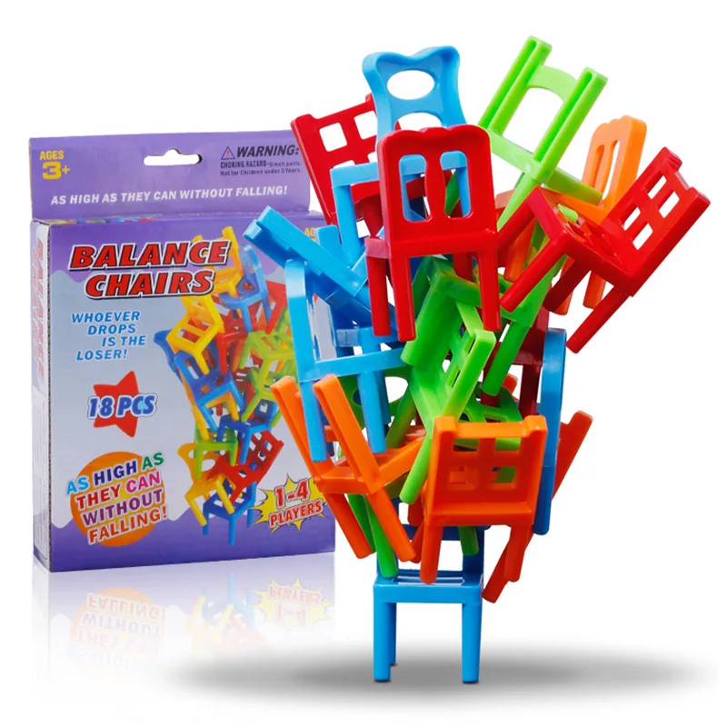18/24pcs Chairs Stacked Building Blocks Stacked Chairs Parent-Child Gatherings Stress Relieving party board game for kids gifts 2