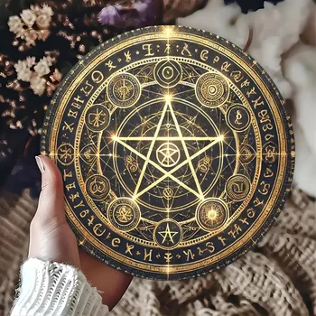 Golden Pentacle of the Magi – Vintage Witchcraft Aluminum Wall Design 1