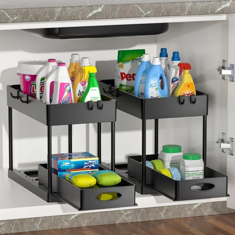 GAOLINE 2 Pack 2 Tier Under Sink Organizers and Storage,Under Bathroom