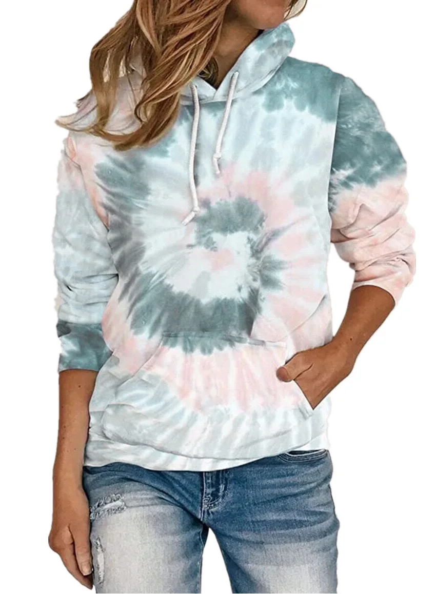 Fall/Winter 2023 Women's Loose Tie Dye Printed Hoodie Long Sleeve Hoodie Fashion Casual Hoodie