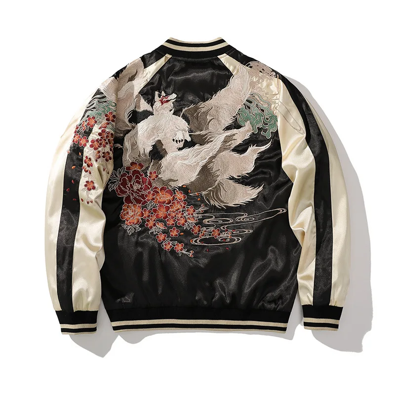 

Fashion Hi Street Oversize Hip Hop Baseball Jacket With Fox Embroidery Personality Harajuku Bomber Coat Outerwear High Quality