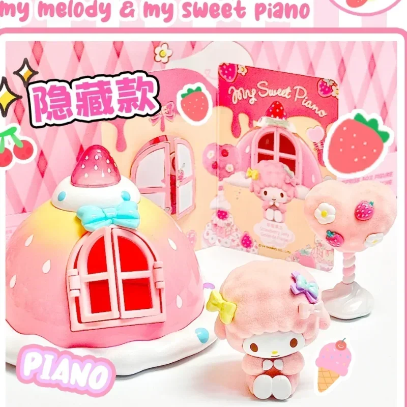 MINISO 산리오 마이 멜로디 앤 마이 스위트 피아노 시리즈 블라인드 박스 모델, 카와이 애니메이션 피규어 장식 장식, 어린이 데스크탑 장난감