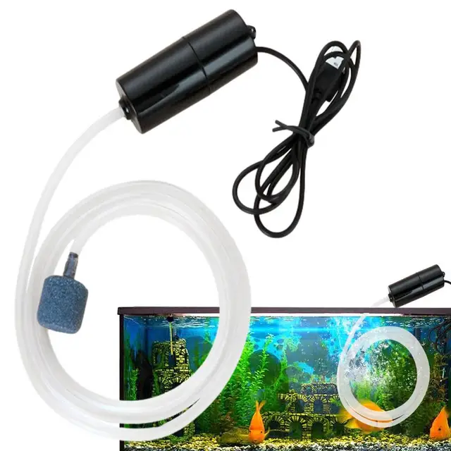 Mini-Aquarium-Luftpumpe Tragbare USB-Sauerstoff-Luftpumpe mit  Ausströmerstein Leise energiesparende Sauerstoffpumpe für das Fischen im