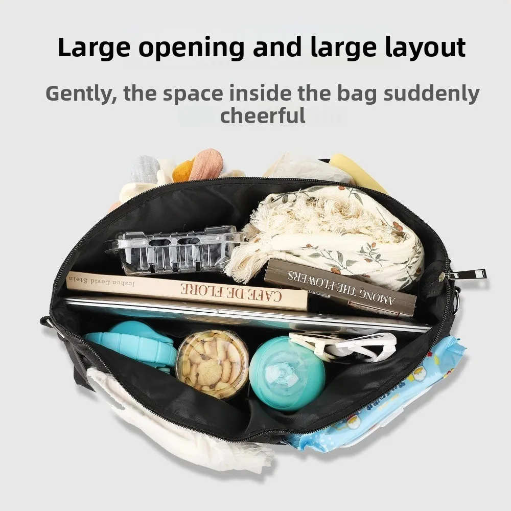 Portable Baby Stroller Storage Bag Multifunction Large-capacity Baby Pram Hanging Bag Waterproof Black Mommy Shoulder Bag