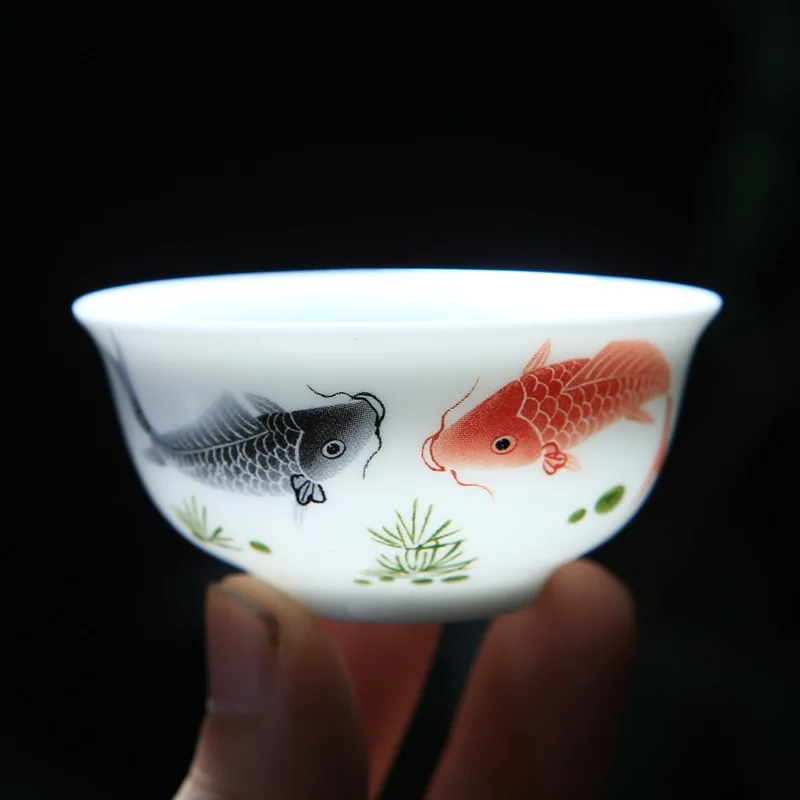 6pc/lot 35ML Chinese Kung Fu Tea Set Ceramic Master Cup Jade White Porcelain Tea Cup Small Bowl Household Teacups Water
