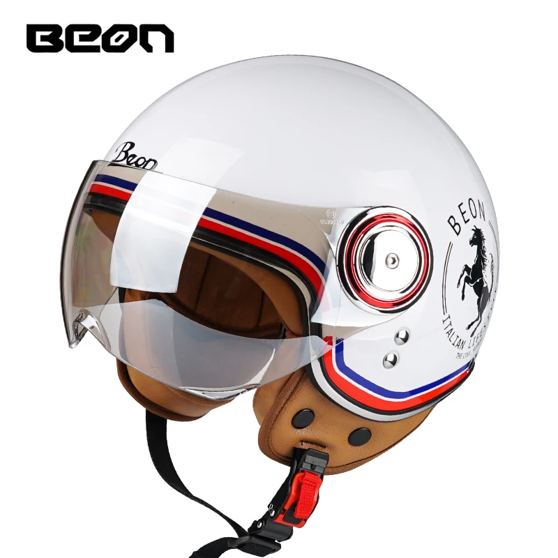 

BEON Retro 3/4 Open Face Motorcycle Helmet Vintage Chopper Capacete De Moto Men Women Scooter Motorbike casco DOT Approved ECE