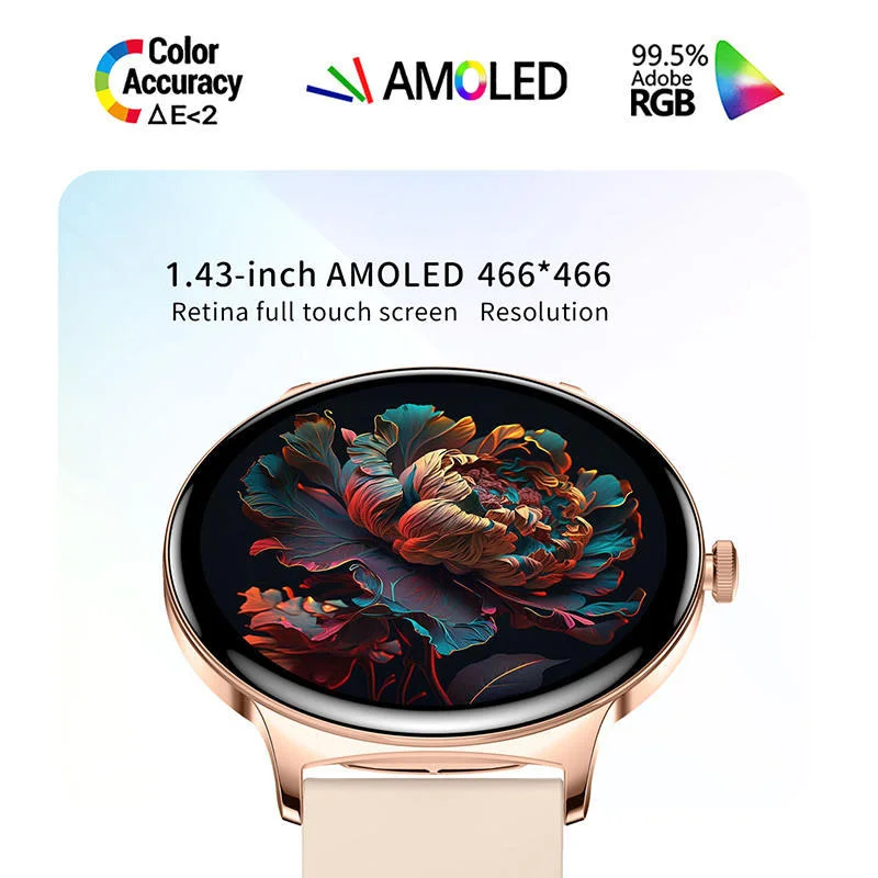 2025 Ultra-thin Durable Women Smart Watch 1.43" Amoled Screen Wireless Call Sports Health Fitness Women Watches For Android iOS 4