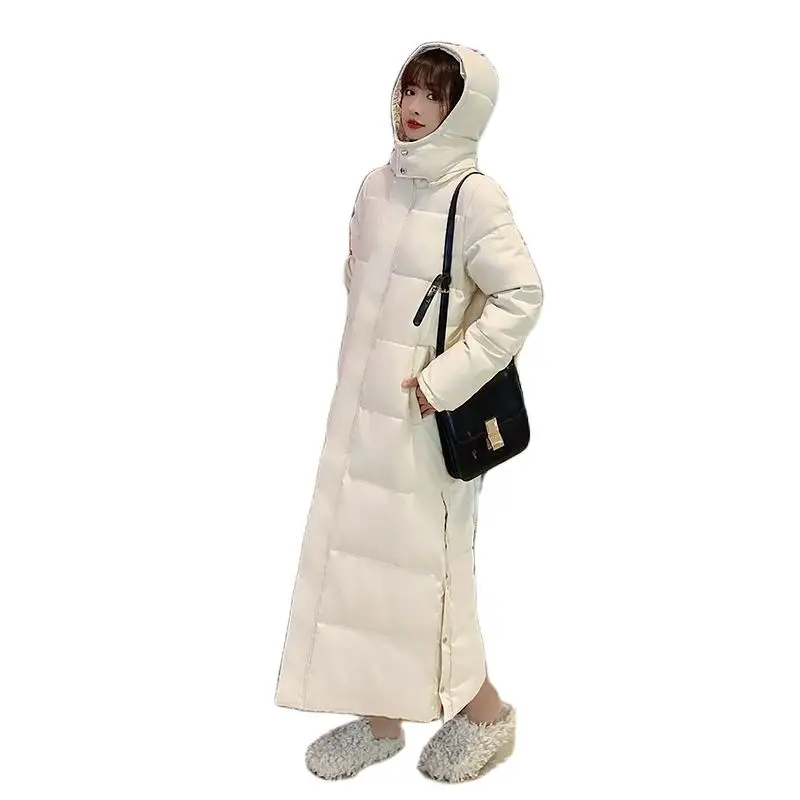 

Women Autumn Winter Thicken Warm Long Parka Female Casual Solid Color Big Pocket Loose Hooded With Long Coat Jackets Outwear