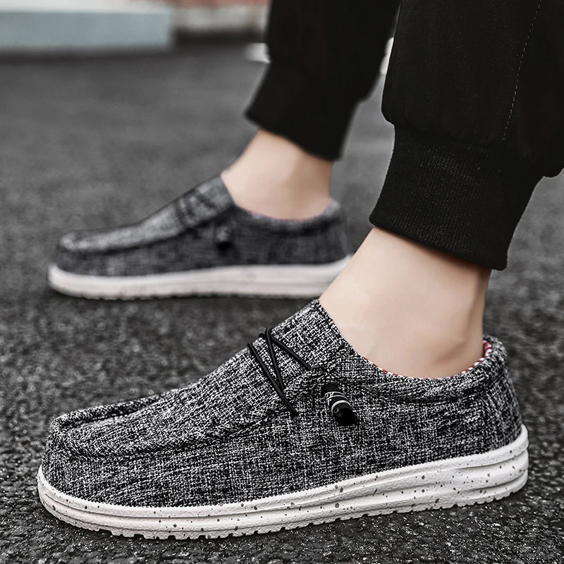 Men's Breathable Casual Canvas Slip Shoes Comfort Slip-on Loafer Soft Penny Loafers for Men Lightweight Driving Boat Shoes 4