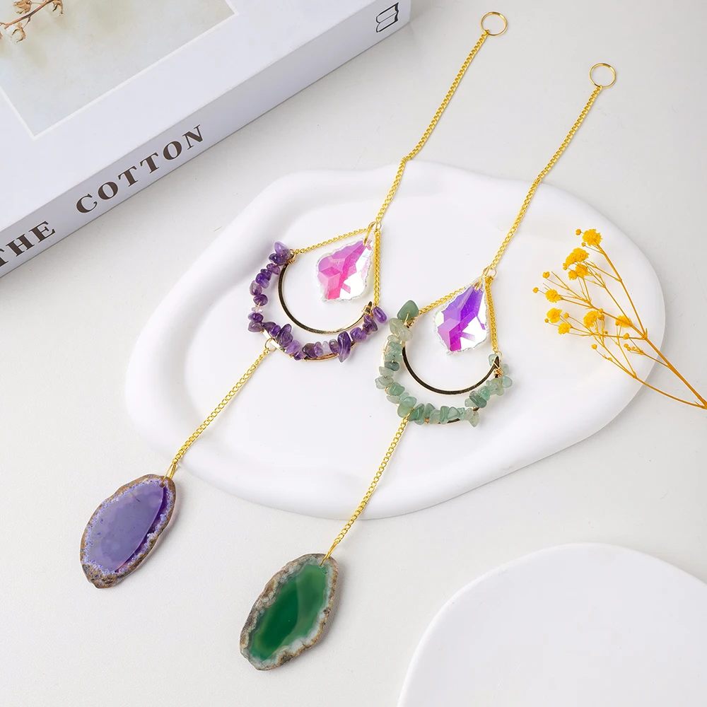 1pc Natürliche Kristall Suncatcher Hängen Ornament Rose Quarz Fenster Auto Anhänger Zimmer Dekor Schlafzimmer Dekor – Detail 5