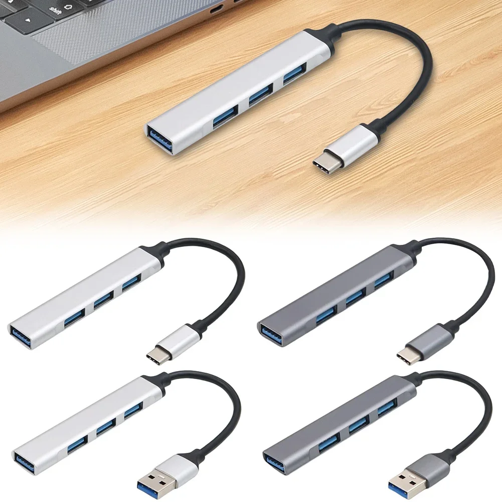 4-In-1 USB 3.0 Hub Adapter 5Gbps USB Data Hub USB C To USB Hub Multiple USB 3.0 Hub USB Port Expander for Laptop and PC
