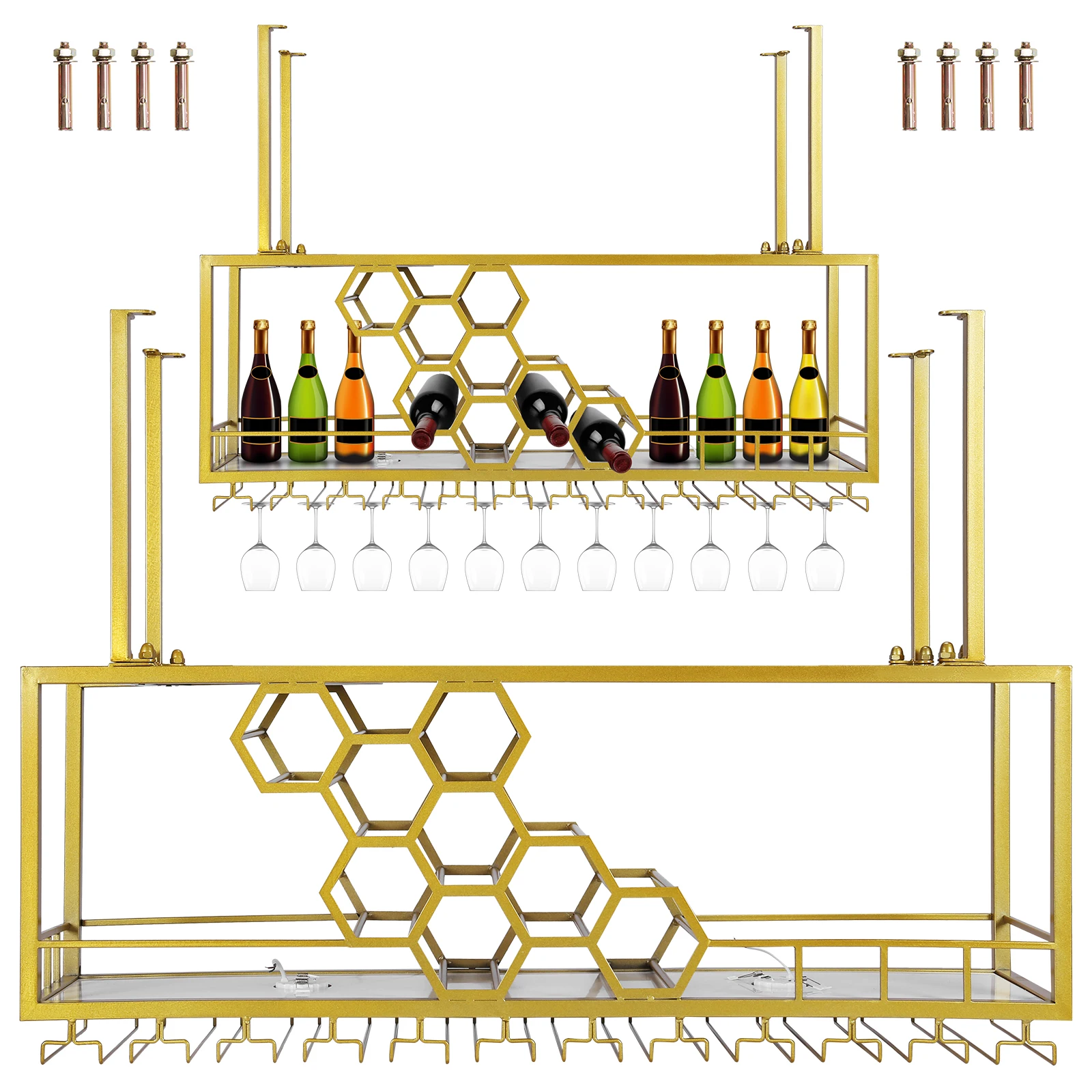 Metal Hanging Wine Rack (gold)