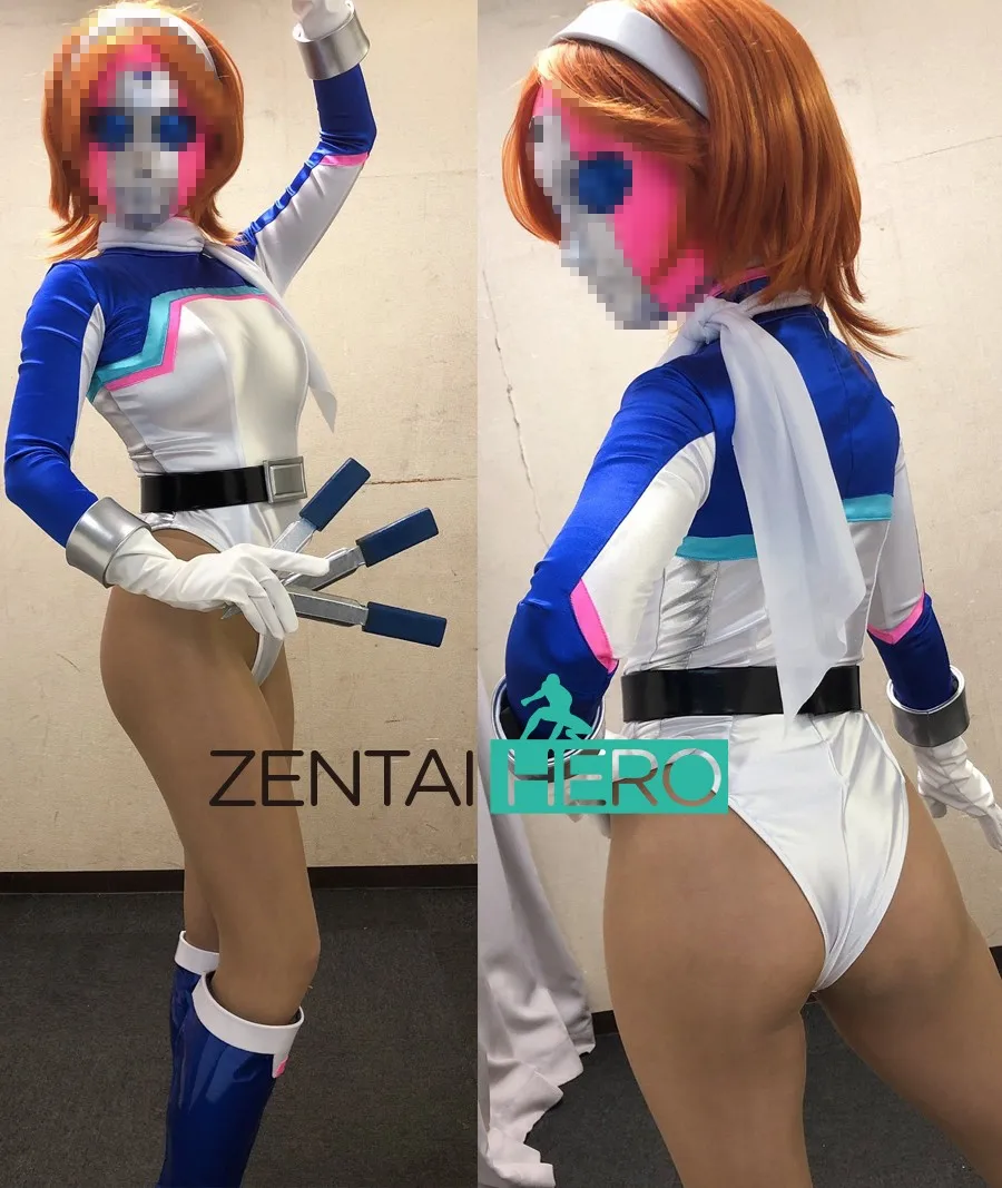 

Sexy Heroines White/Blue Lycra Spadex Lady Cosplay Costume Superhero Costume Halloween Costumes Women Fancy Dress No Helmet