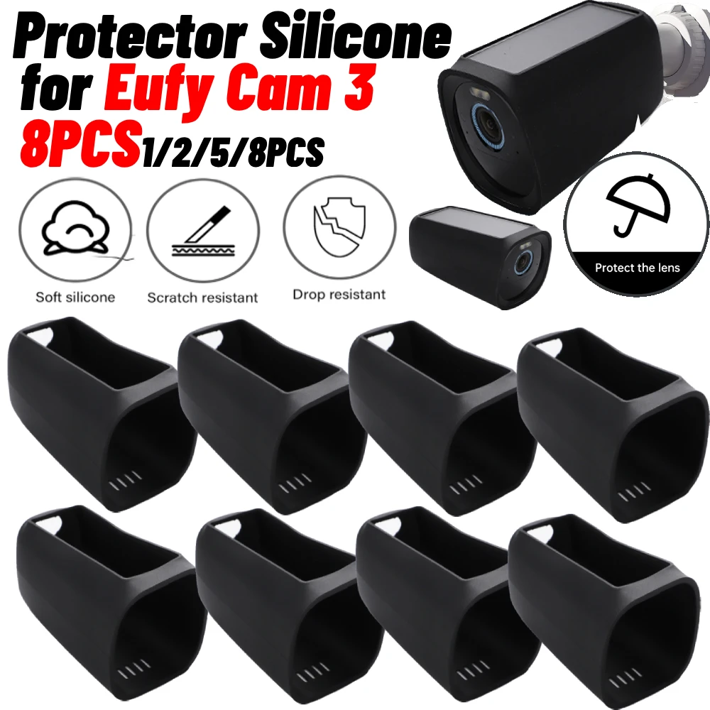 Eufy Cam 3 Silicone Protective Covers Security Camera Case Shell AntiScratch Waterproof UV-proof Protector Accessorie 1-8PCS security camera cover
