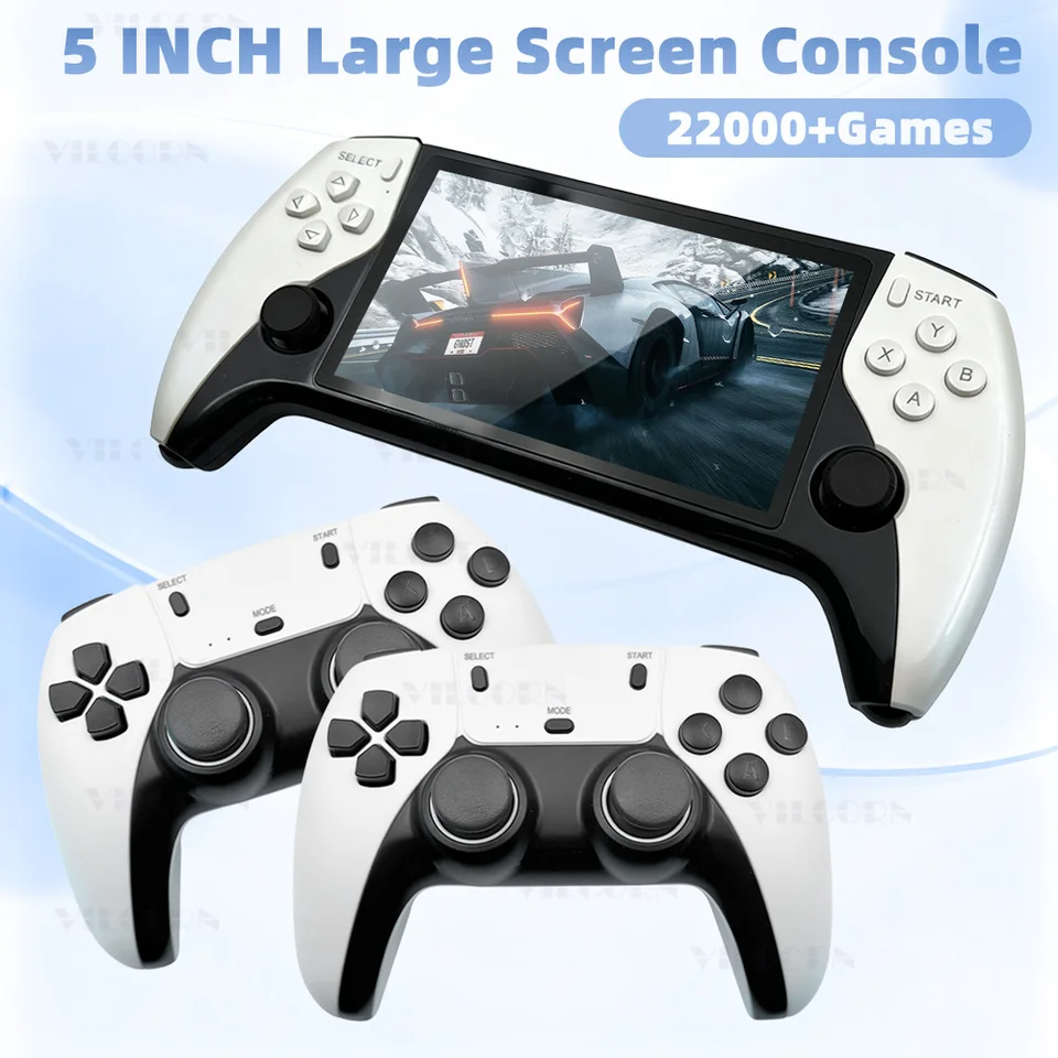 Console Portatile Retro SF3500 – Schermo IPS HD 5,5 Pollici, 14 Emulatori, 3000 MAh, Uscita TV, Joystick 360° Antiscivolo, Per Giochi Classici
