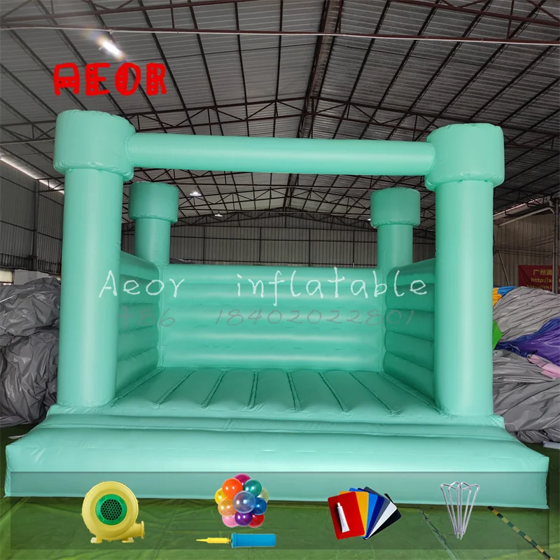 

Hot Sale Wedding Party Used Inflatable Wedding Bouncer Emerald green Jumping Bouncy Castle Inflatable White Castle Bounce