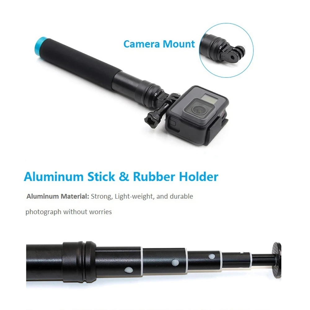 Gros plan sur la poignée ergonomique de la Perche Selfie pour GoPro et Action Cam.