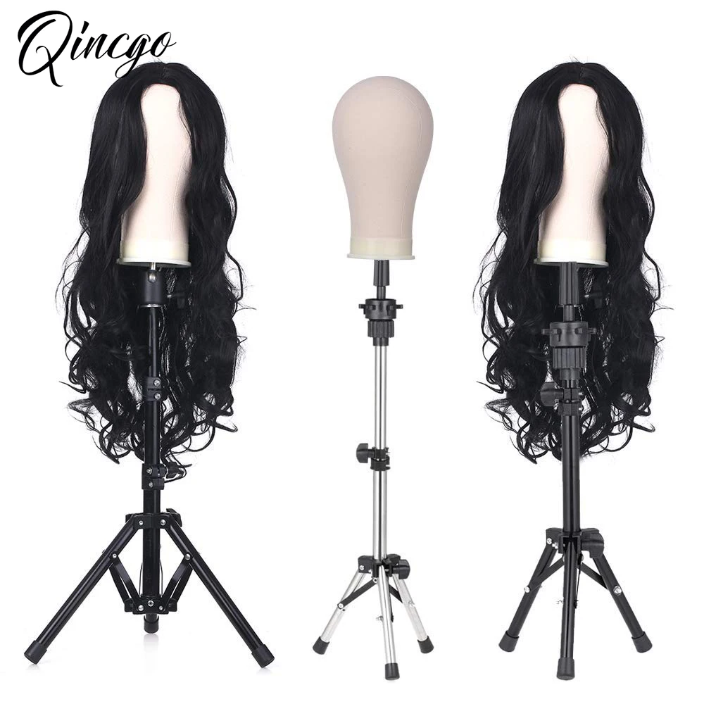 Mannequin Canvas Block Head Wig Stand wig stand wig stand holder wig head mannequin wig storage stand mannequin head holder mannequin head model wig supplies With Adjustable Mannequin Tripod Stand For Making