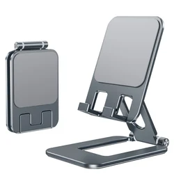Foldable Portable Metal Phone Stand - Adjustable Desktop Travel Holder (GRAY)