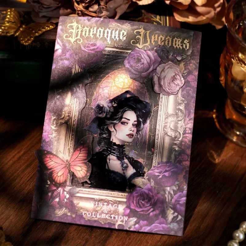 Retro Material Paper Baroque Dream Bottom Decoration Collage Notebooks Message Handbook Scrapbook Cut 175*109MM 32Sheets