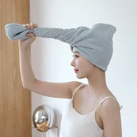 Quick-dry Hair Towel Women Hair Drying Hat Cap Hat Bath Hat Coral Fleece Solid Towel Cap Super Absorption Turban Hair Dry Cap 4
