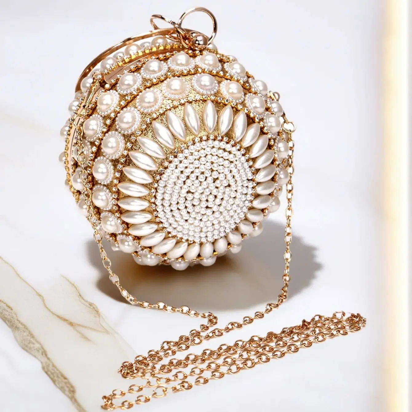 Glittering Beaded Clutch Bag for Women Evening Party