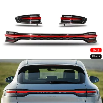 Pair LED Matrix Through Taillight Assembly For Porsche Macan 2014-2017 Mid Tail Rear Turn Brake DRL Light Car Accessory Modified