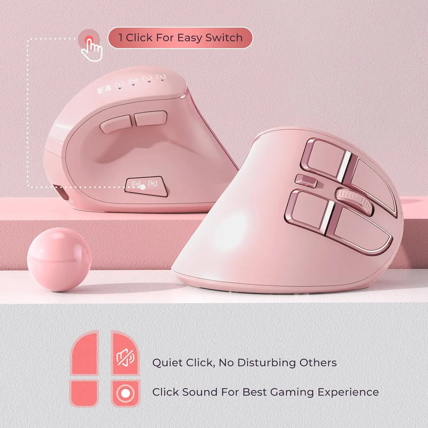Ergonomic Wireless Vertical Mouse with Silent Design and Rechargeable 9-Button Functionality