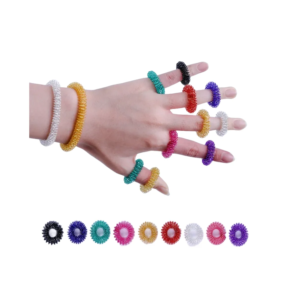 

18Pcs Mini Spring Decompression Finger Ring Finger Massager Ring Relax Hand Massage Tool relieve finger fatigue toys Fun toys