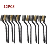 Mini brosse à dents industrielle en fil d'acier et de cuivre, brosse métallique en acier inoxydable, nettoyage dur de la saleté, 6 ou 12 pièces 1