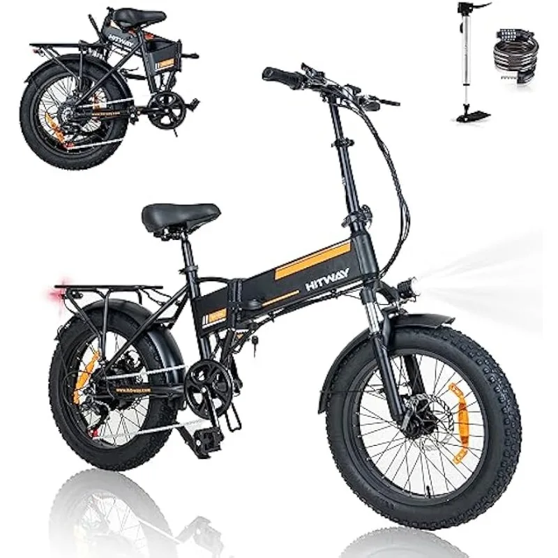 

HITWAY Electric Bike for Adults 20" x4.0 Fat Tire Electric Bicycle with 750W Motor,48V 12AH Removable Battery E Bike