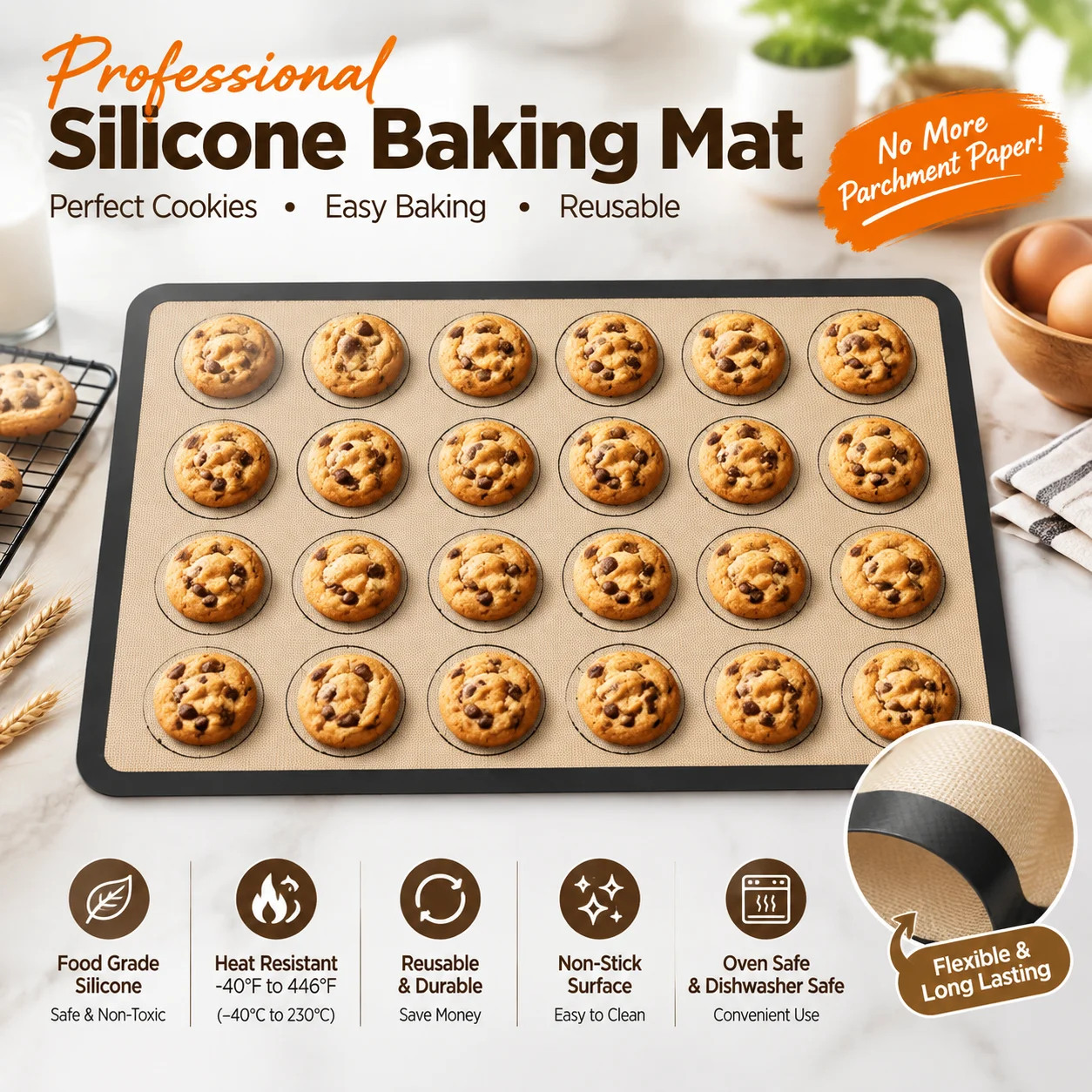 Premium Non-Stick Silicone Baking Mat Set - Heat Resistant & Reusable