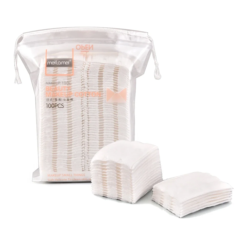 100pcs 3 Layer Makeup Cotton Pads Double Side Sealed Puff Nail Art Travel Package Cosmetic Remove Pads With Bag makeup cotton pads