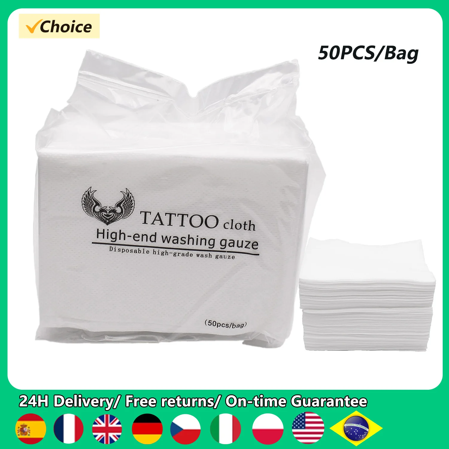 Tattoo Wipe Paper 50pcs Disposable Tattoo Wipe Paper Towel Tissue Body Art Permanent Makeup Tattoo Cleaning Tools Supplies Accessories