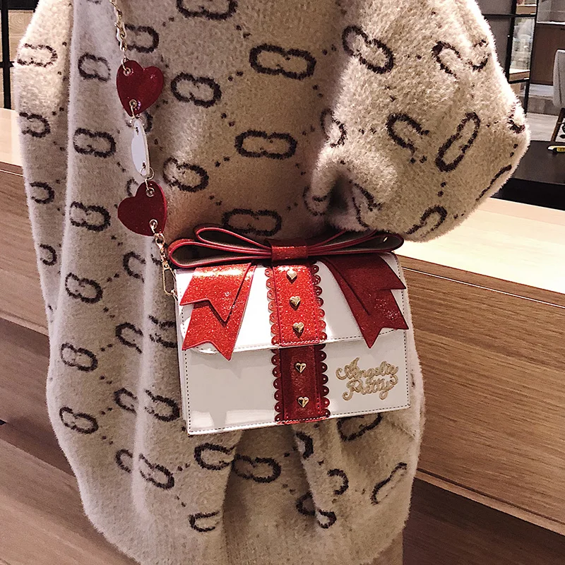 

Japanese Kawaii Lolita Cute Girl Loving Heart Bow Sequins Messenger Bag Harajuku Shoulder Bags Fashion Chain Bag Cosplay Gifts