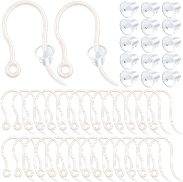 100pcs Plastic Earring Fish Hooks French Earwire Hooks with Loop