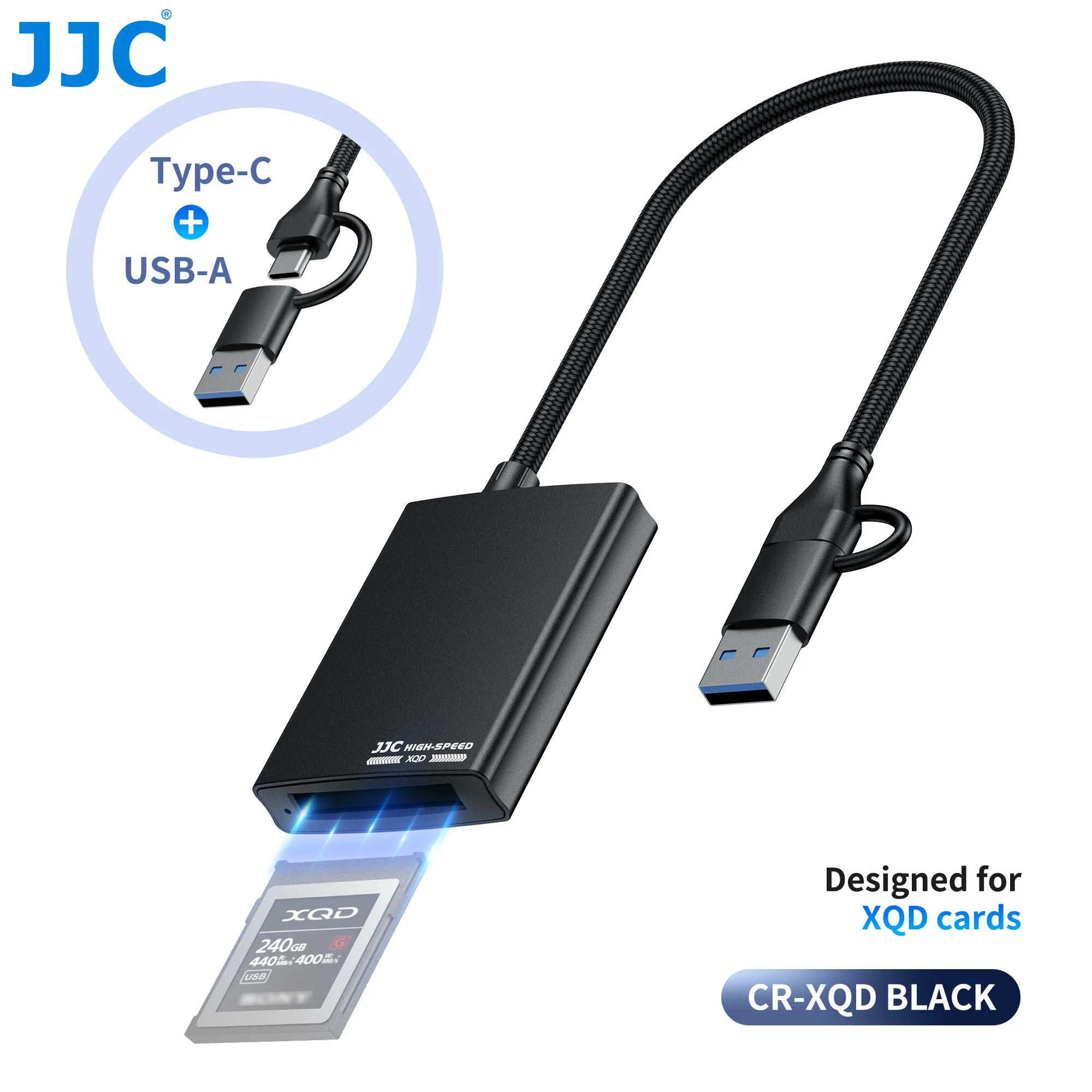デュアルスロットメモリーカードリーダー,USB JJC-XQD,xqd/sd