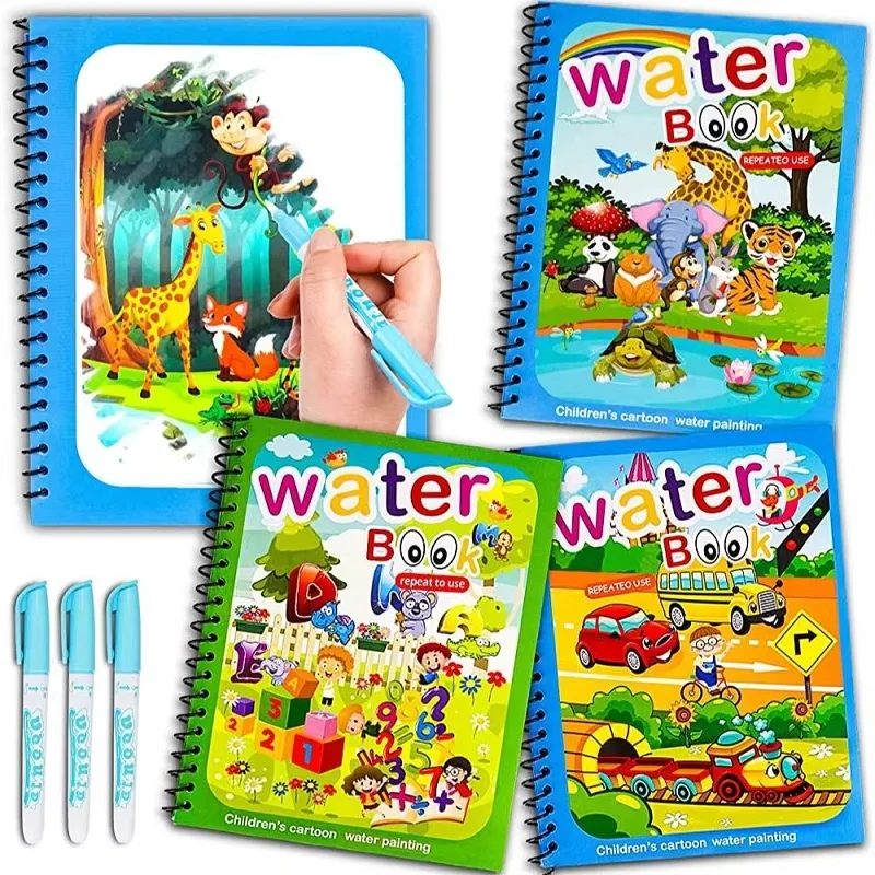 Educational toys, water drawing book, drawing toy, educational drawing toy, water drawing books, children early education toys, magical book with pen, water drawing, Montessori, gift, reusable coloring book, magic drawing