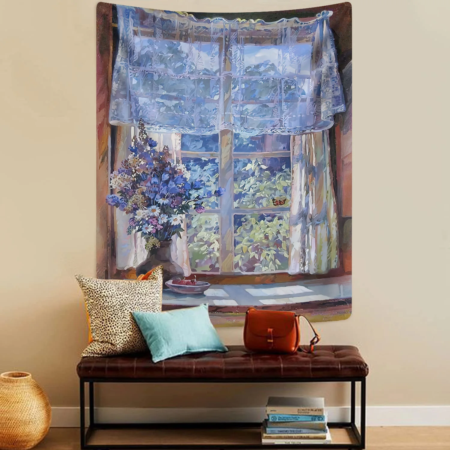 Oil Painting Scenery Tapestry INS Girl Dorm Room Decoration Aesthetic  Tapestry Wall Cloth Decor Wall Hanging Tapestry Home Decor
