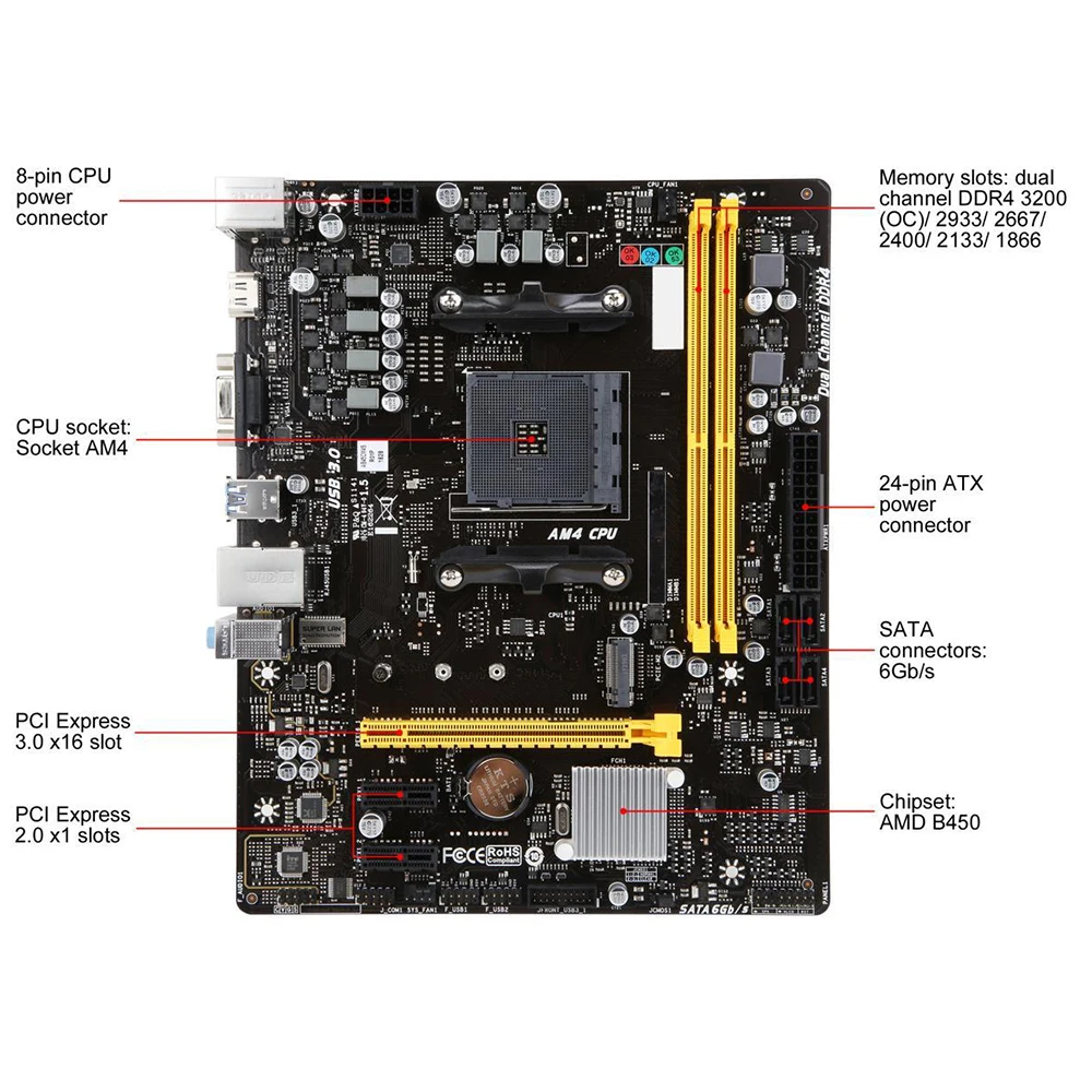 Biostar Amd B450 Ram For BIOSTAR Motherboard B450MH B450 Socket