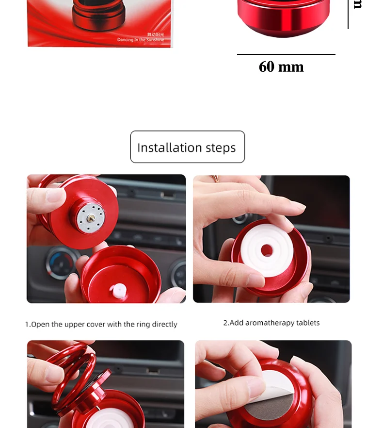 About Solarsolar Car Air Freshener - Rotating Twin-ring Aromatherapy  Diffuser