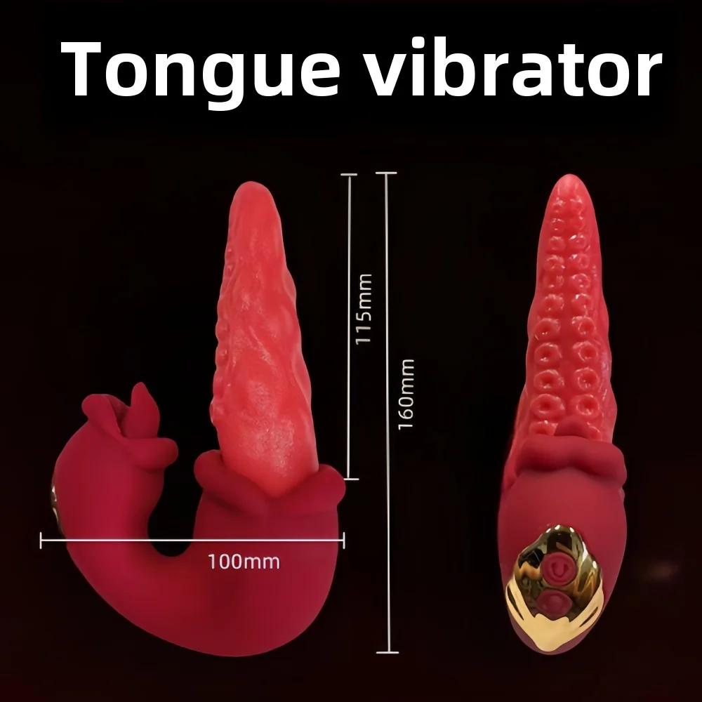 Tongue Vibrator 4 in 1 Insertion Tongue Vibrating Dildo Sucking Clitoral Stimulator G-spot Nipple Massager Female Masturbator